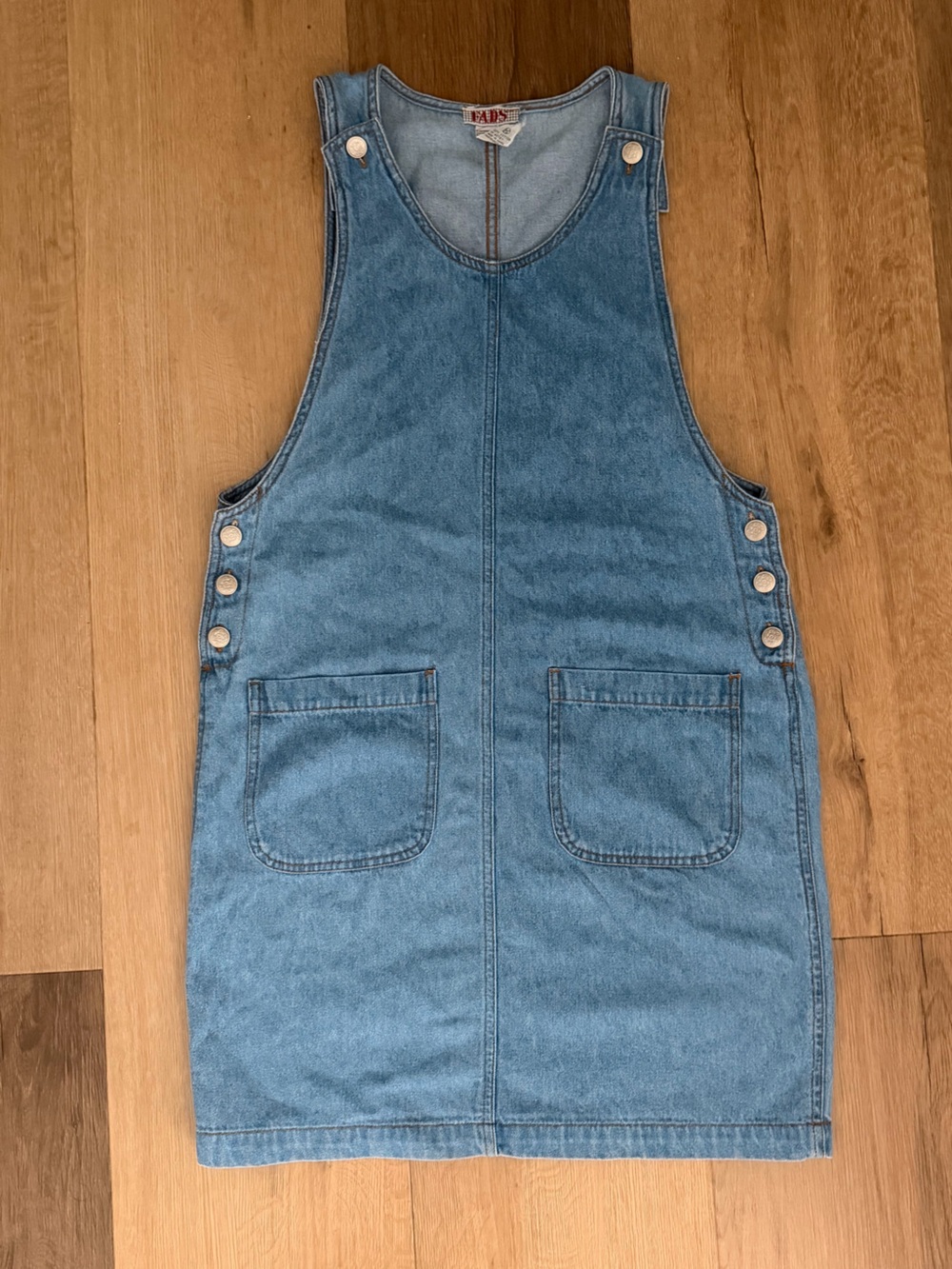FADS Denim Midi Pinafore Dress in Light Blue